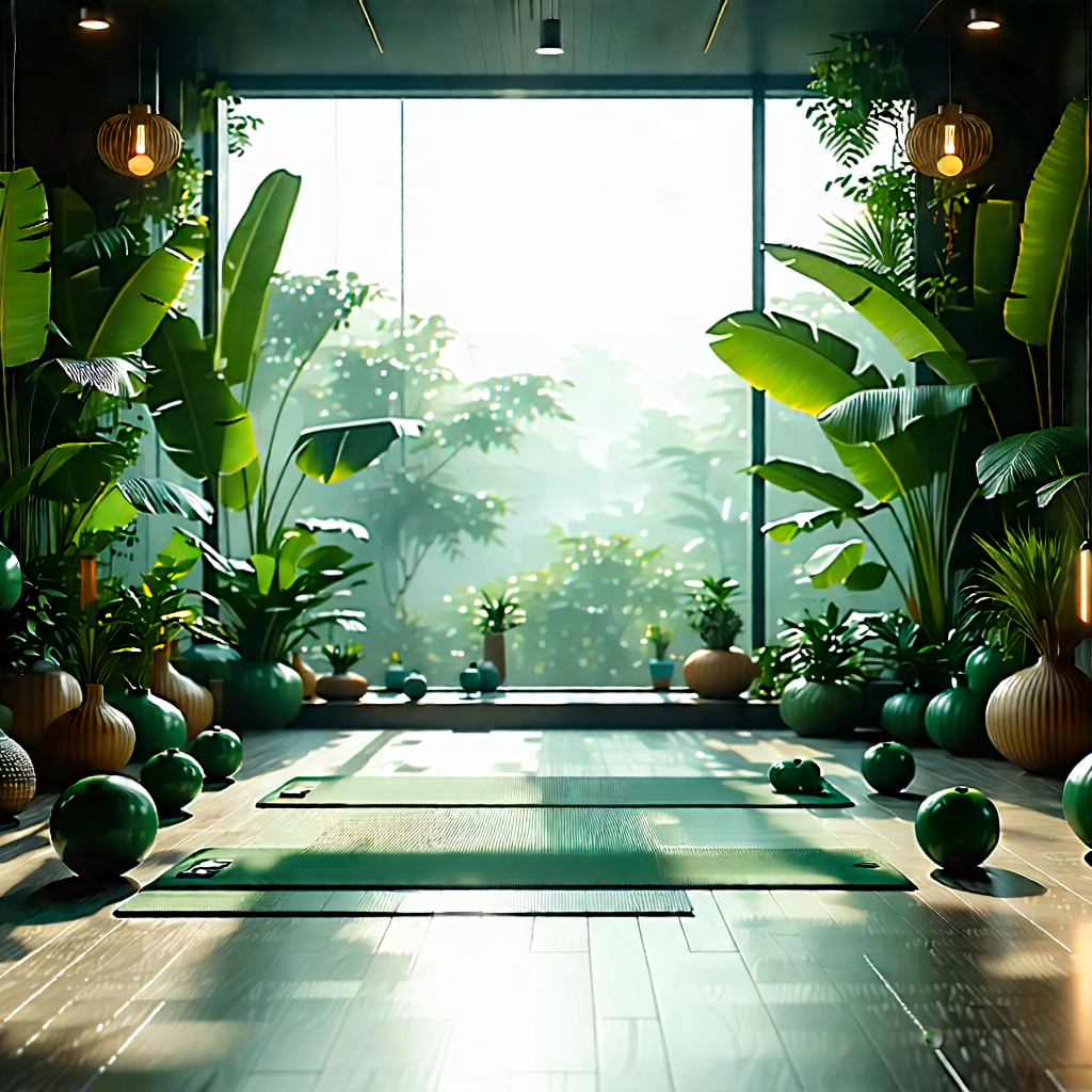 Lifestyle Octane Render: Wellness Scene With Fitness Equipment With Image, There