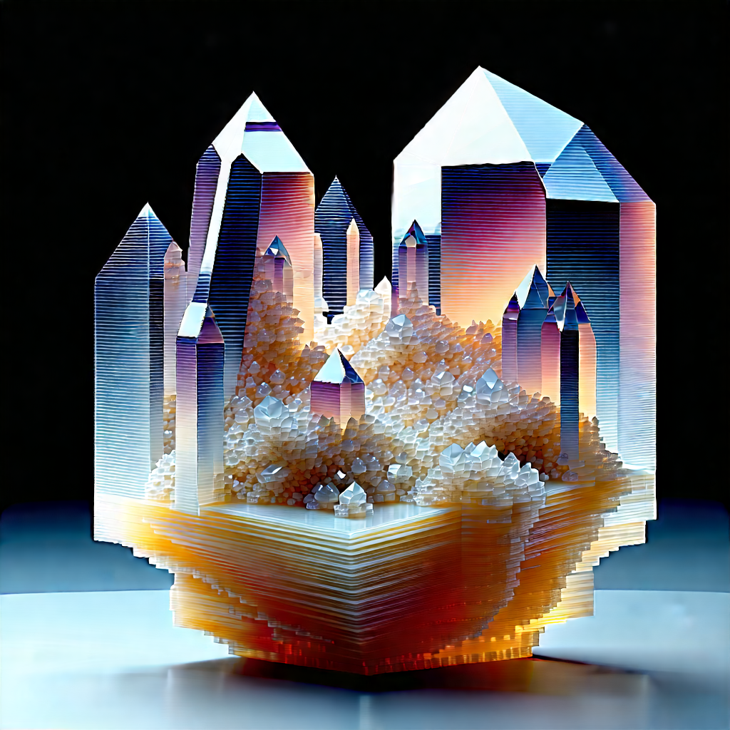 Abstract Concept Art: Abstract Interpretation Of Crystal Growth With Three-dimensional Model