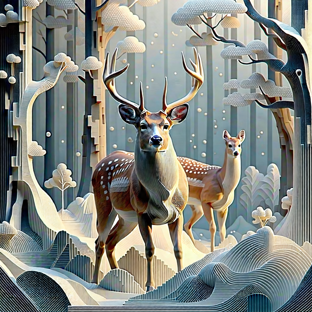 Nature Geometric Design: Deer in natural habitat