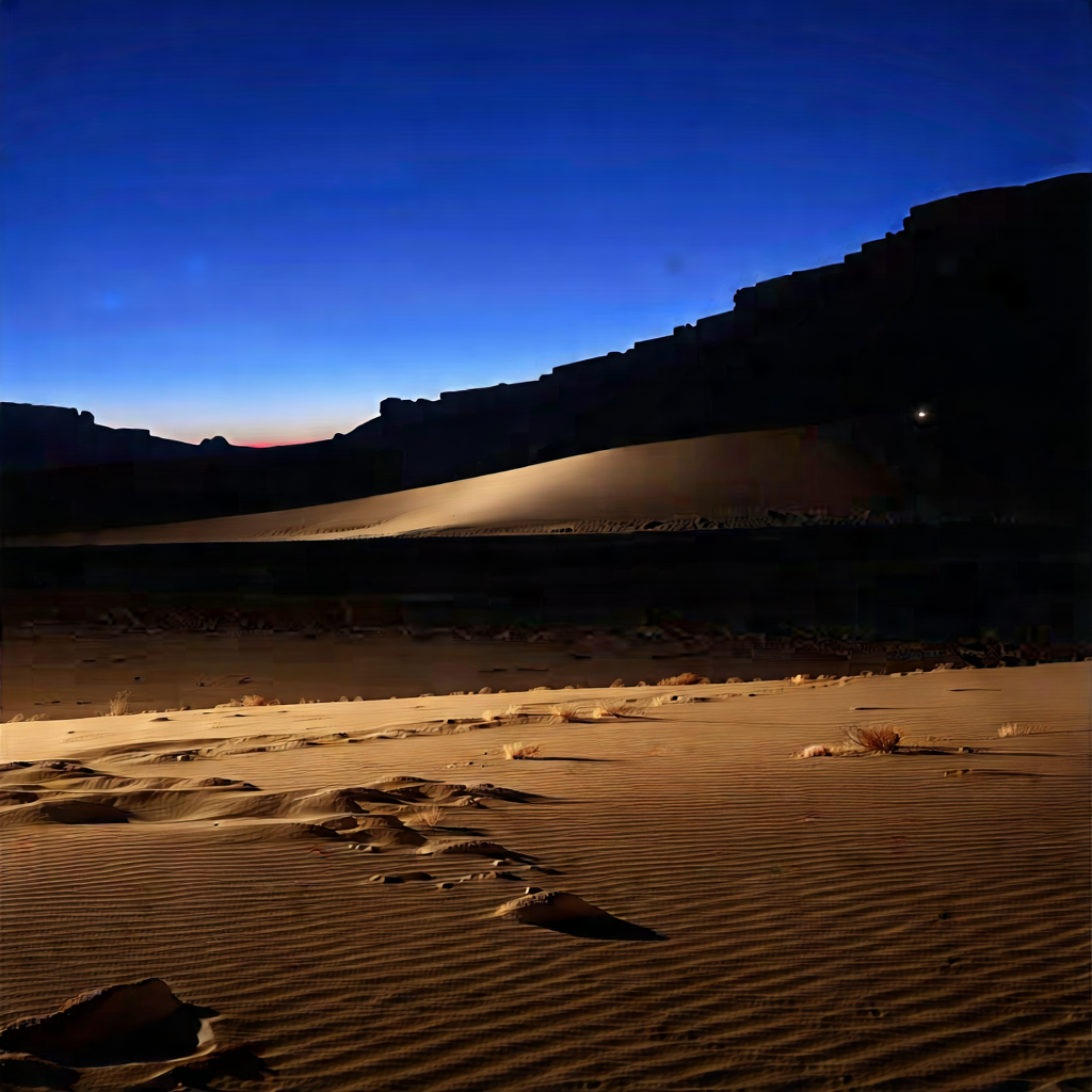 Nature Professional Photography: Desert Landscape During Night With Captures Beautiful