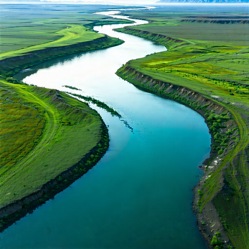 Nature Macro Photography: Aerial View Of Winding River With Large River