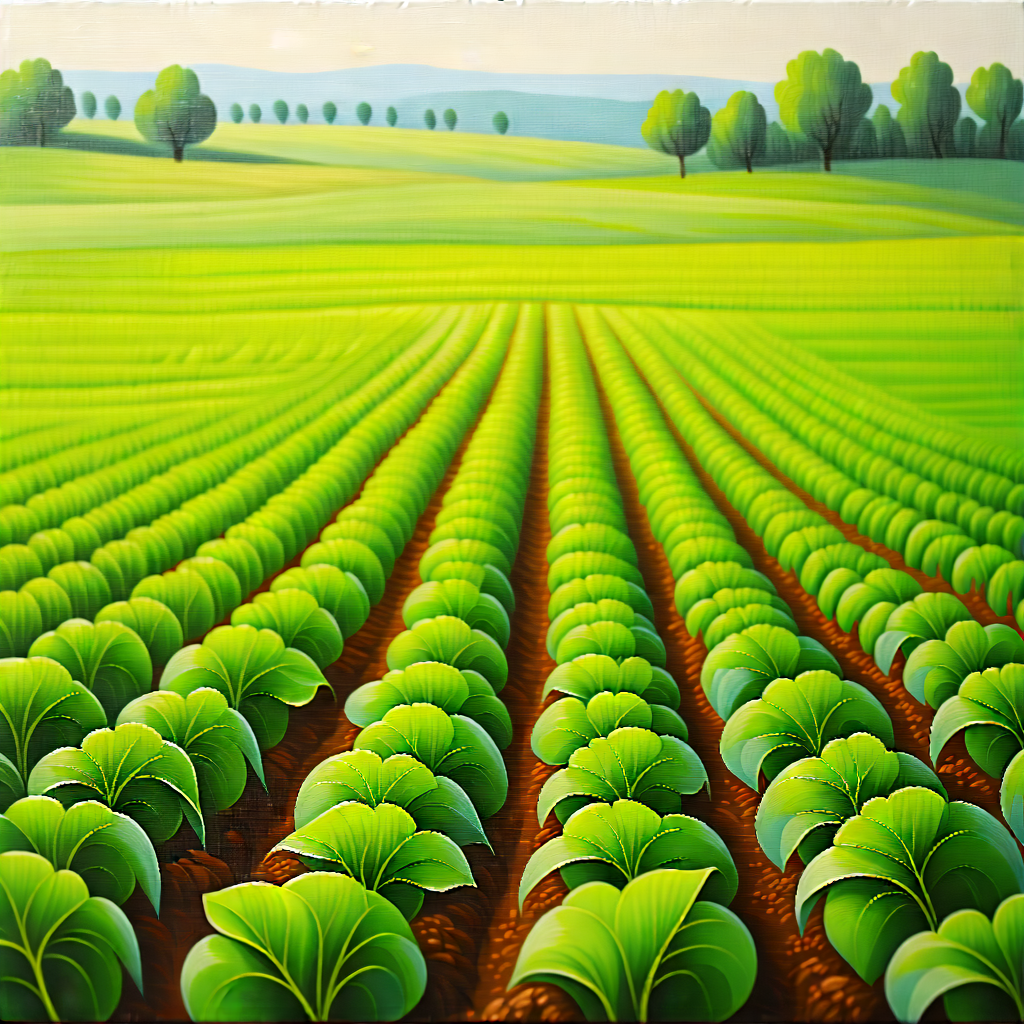 Tech Acrylic Painting: Agricultural Technology In Field Deployment With Large, Lush