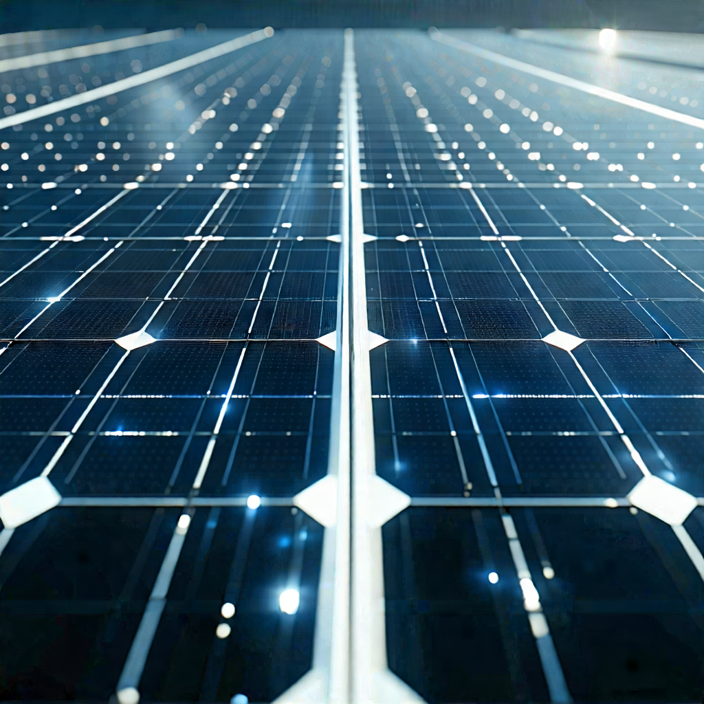 Tech Editorial Photography: Solar Panel With Data Streams With Large Solar