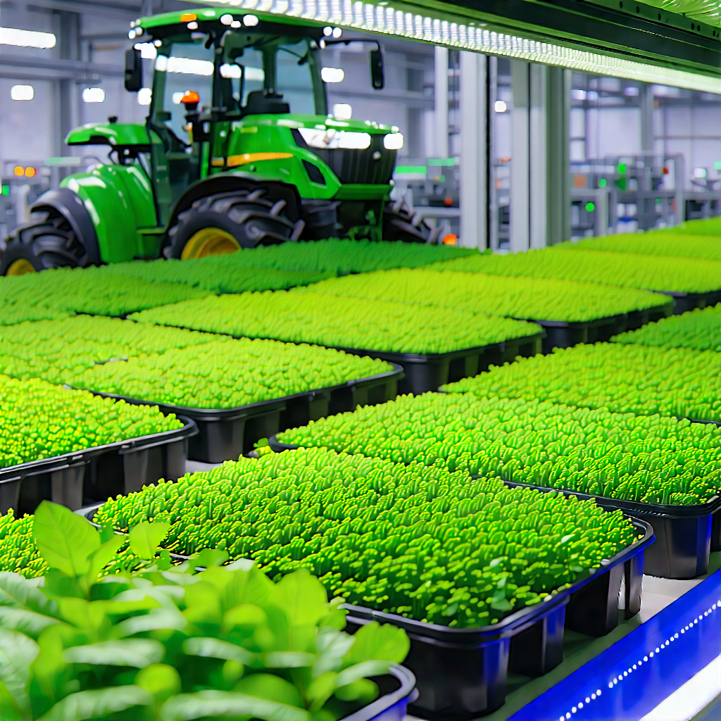 Tech Editorial Photography: Agricultural Technology In Manufacturing Facility With Large Greenhouse