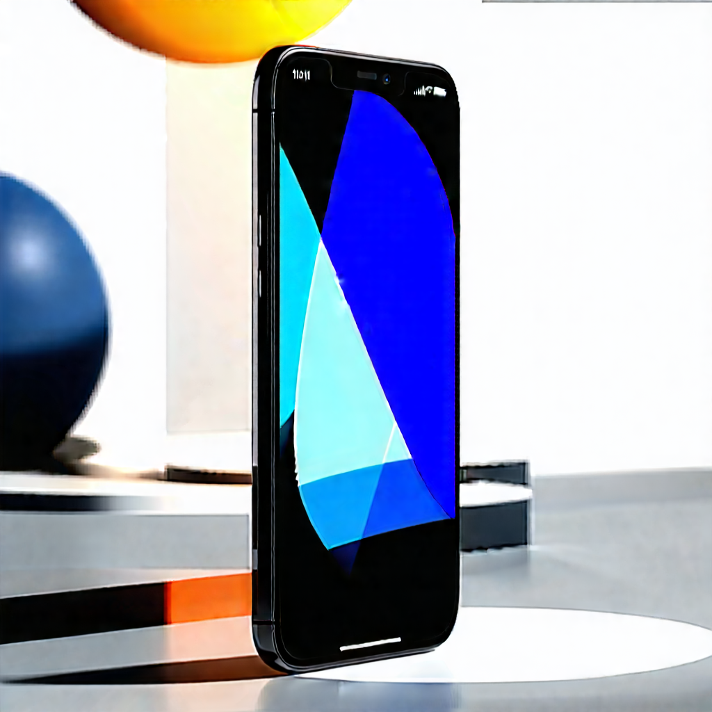 Tech Geometric Design: Smartphone With User Interface With Black Cell