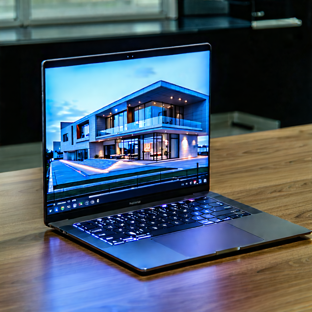 Tech Architectural Photography: Laptop With Holographic Display With Laptop Computer