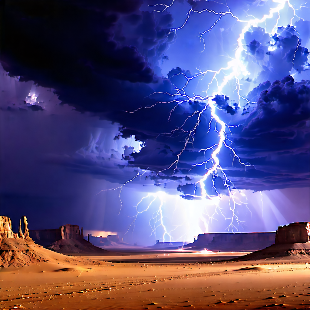 Nature Minimalist Design: Lightning Over Desert With Captures Beautiful