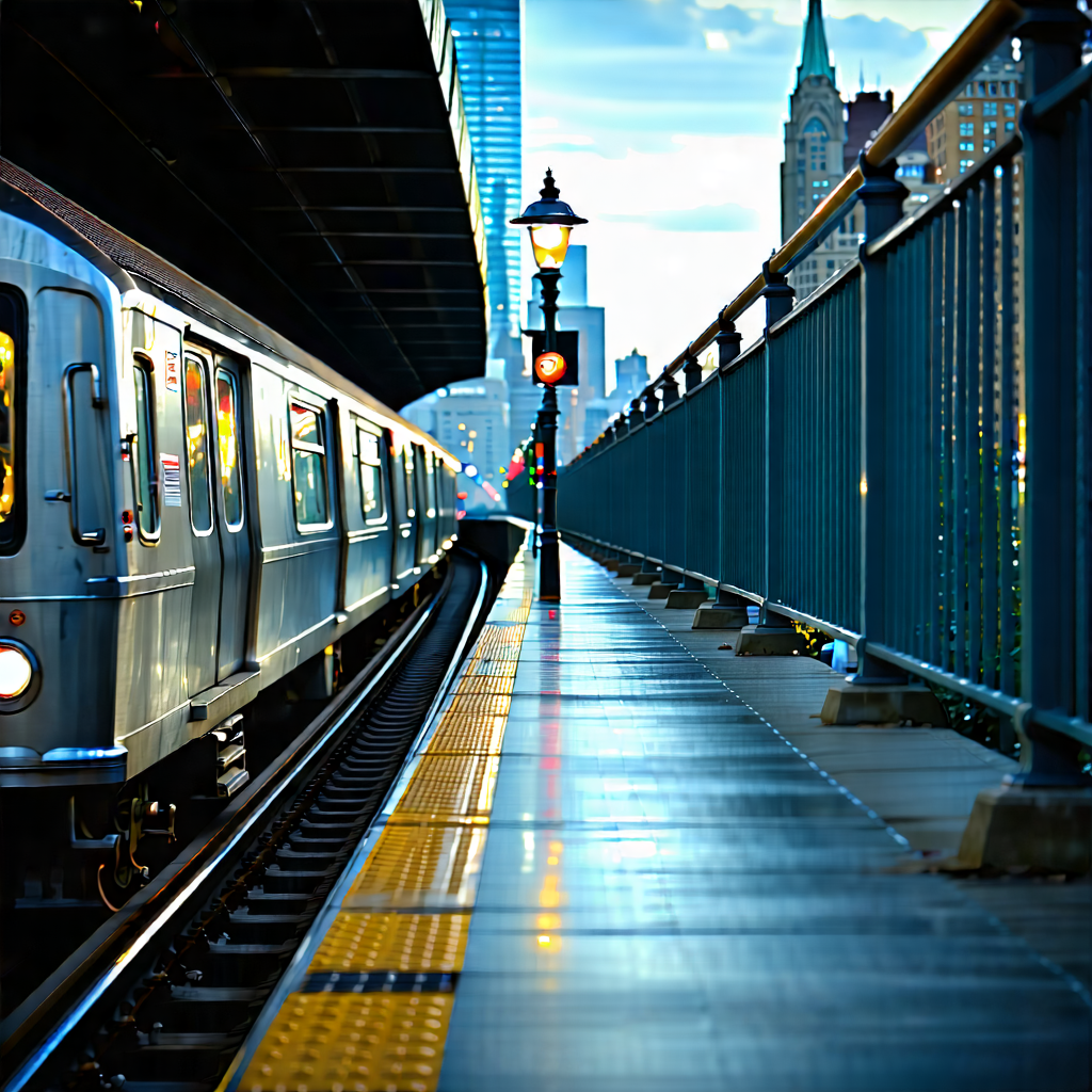 Urban Hdr Photography: City Subway In Main Avenue With Train Traveling