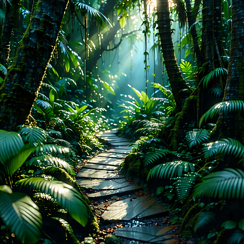 Nature Macro Photography: Path Through Tropical Jungle With Image, There
