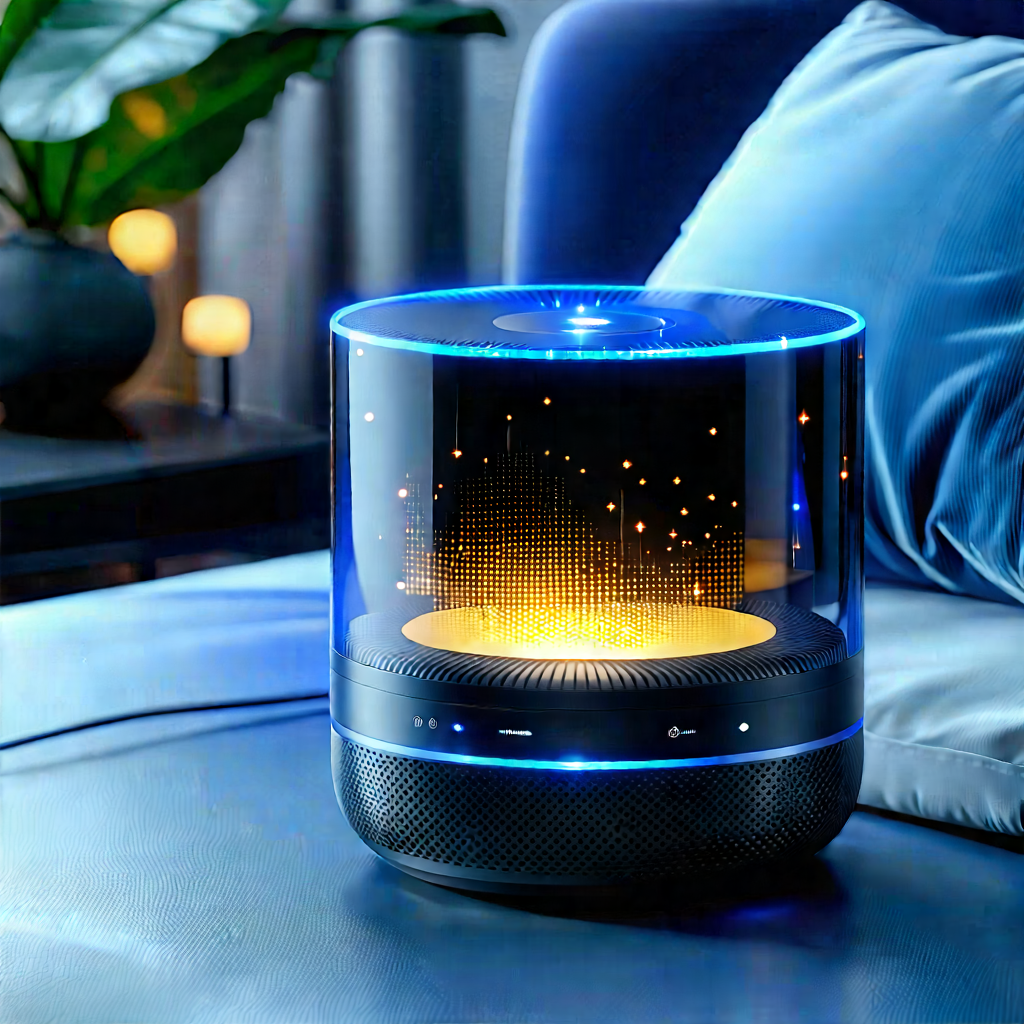 Smart home device with glowing screen