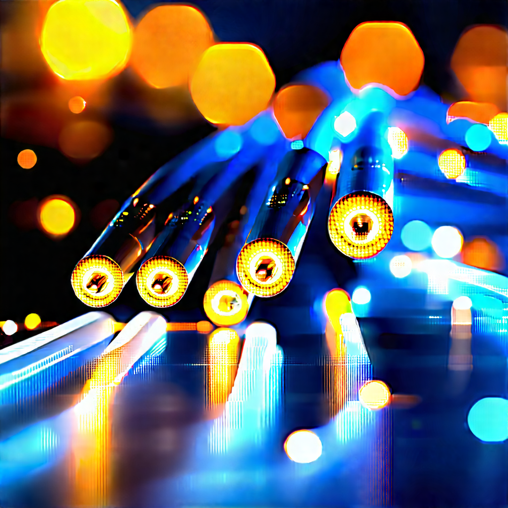 Close-up Of Fiber Optic Cables With Close-up Group