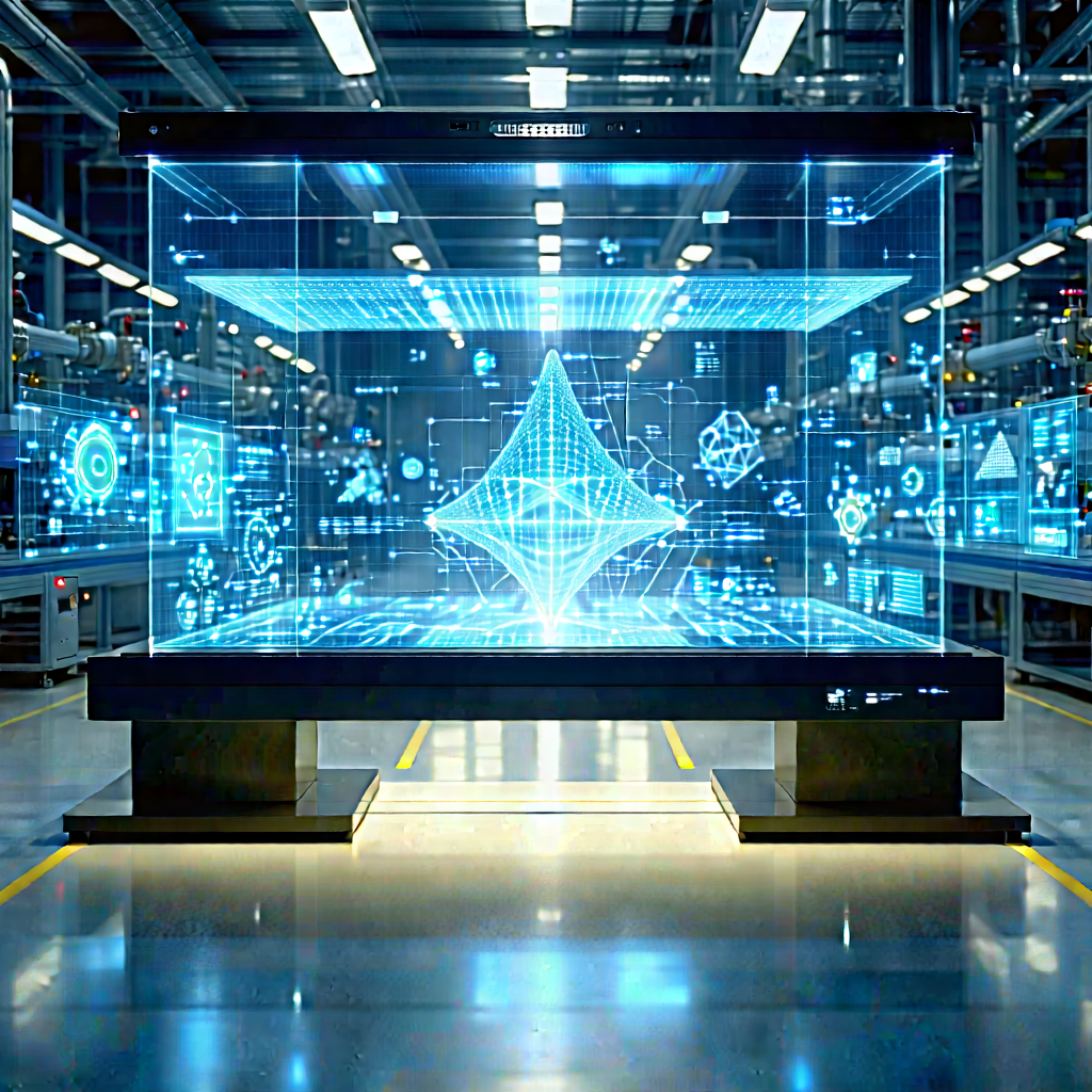 Educational Technology In Manufacturing Facility With Large, Illuminated
