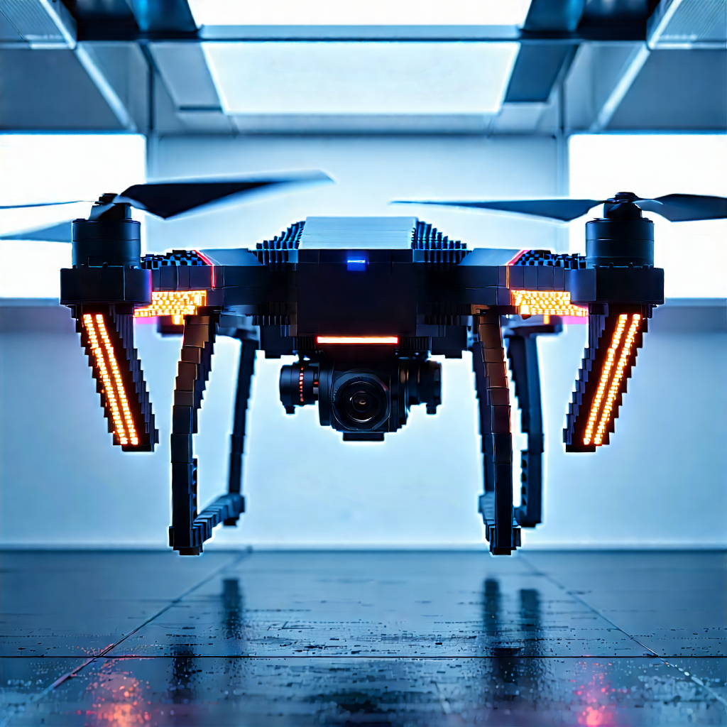 Drone With Glowing Screen With Small Drone