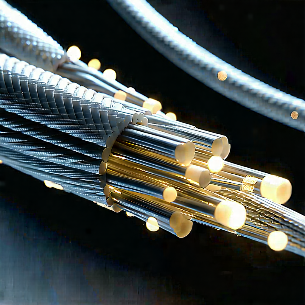 Close-up Of Fiber Optic Cables With Close-up Large,