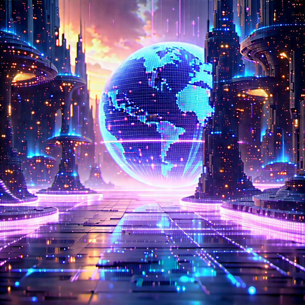 Futuristic Digital Workspace With Futuristic Scene,