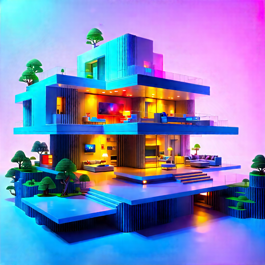 Futuristic Smart Home With Three-dimensional Model