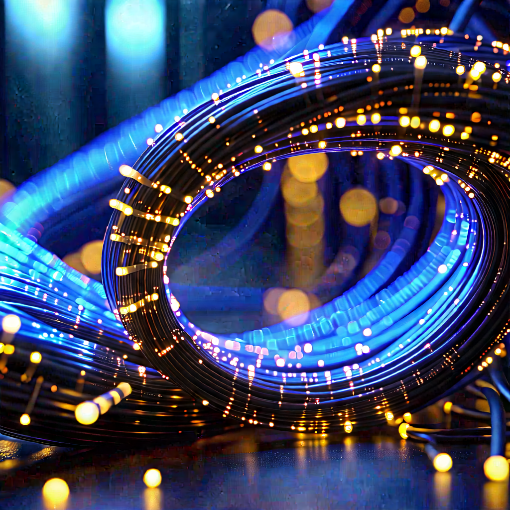 Close-up Of Fiber Optic Cables With Image, There