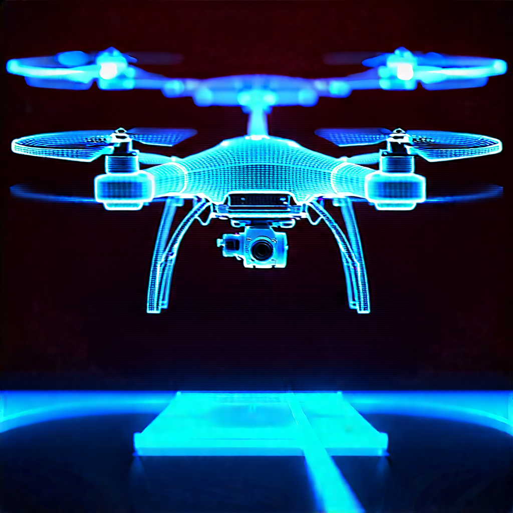 Drone With Holographic Display With Blue Drone