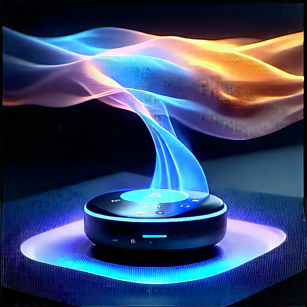 Smart Home Device With Streaming Content With Small, Blue,