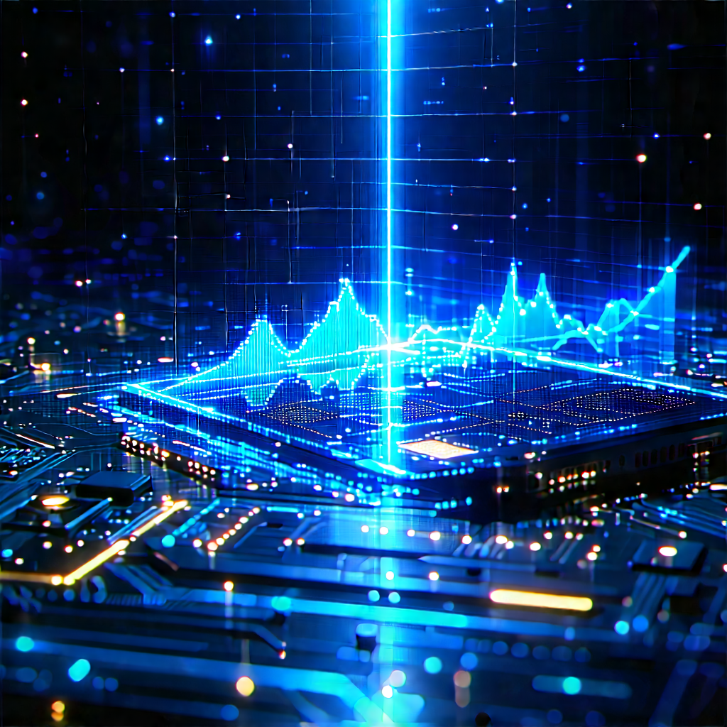 Financial Technology In Tech Office With Futuristic Cityscape