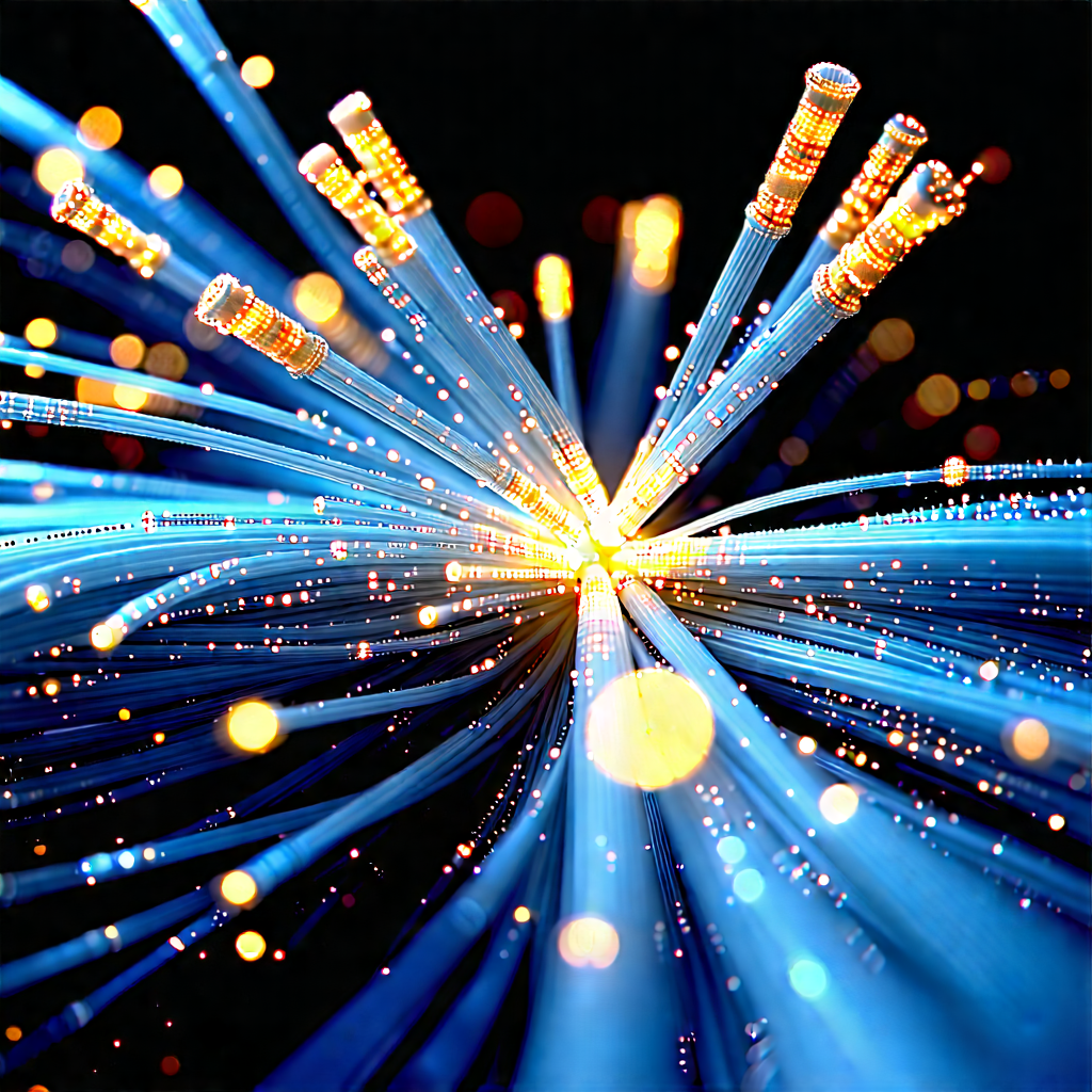Close-up Of Fiber Optic Cables With Close-up Blue