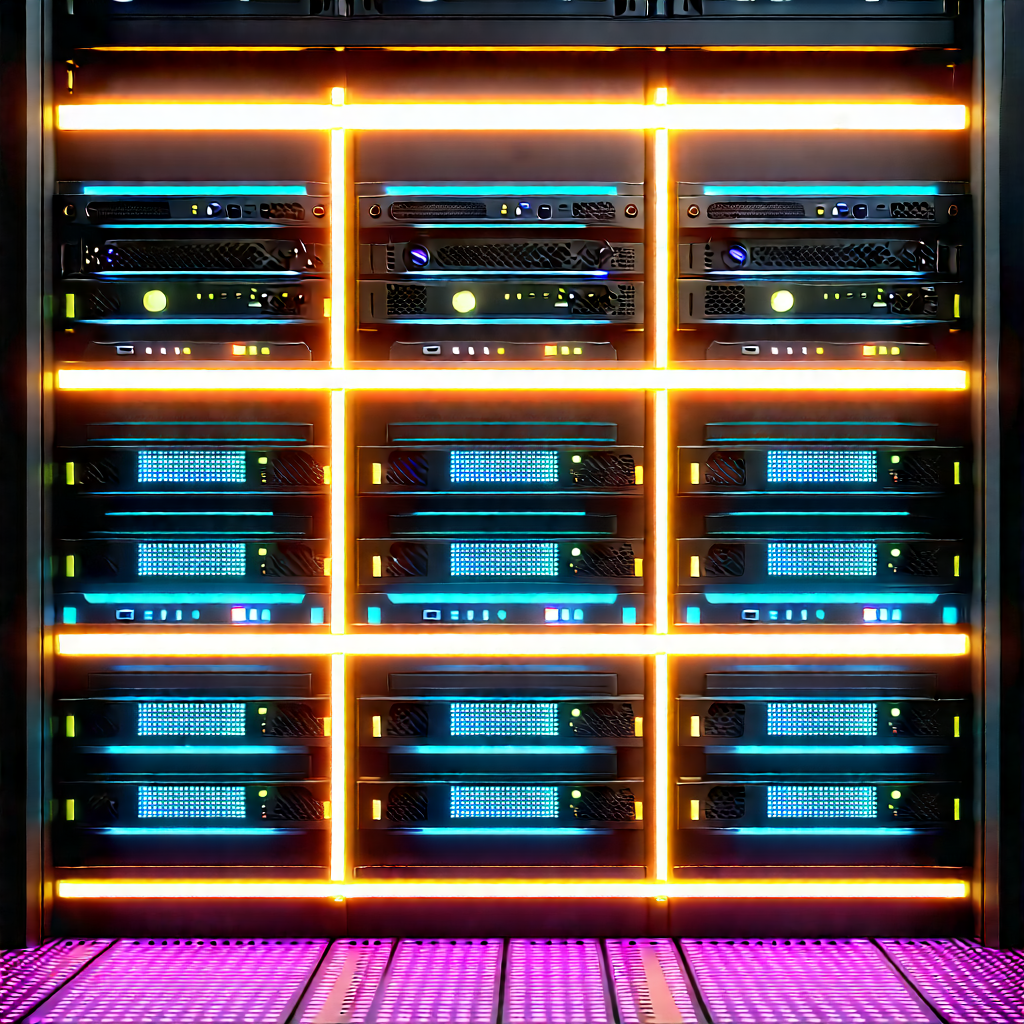 Server Rack With Neon Accents With Image, There