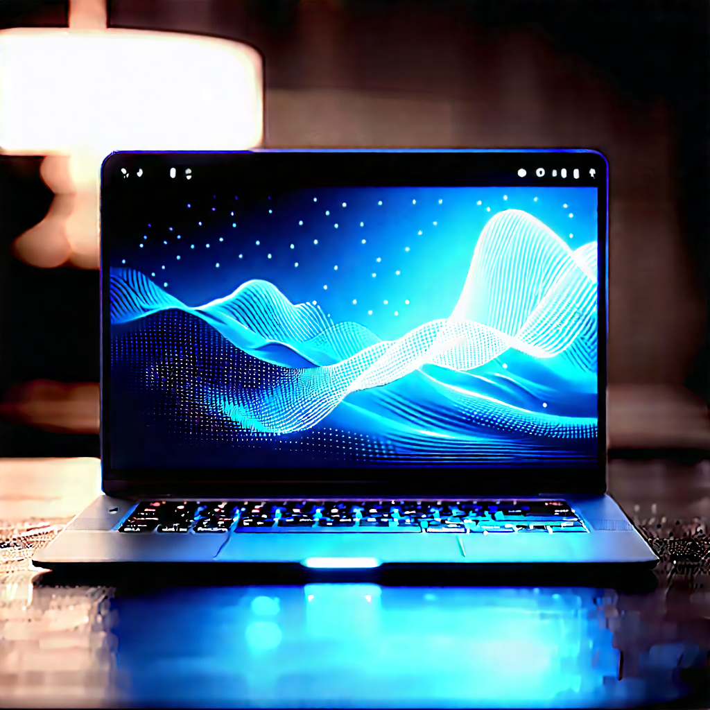 Laptop With Glowing Screen With Laptop Computer