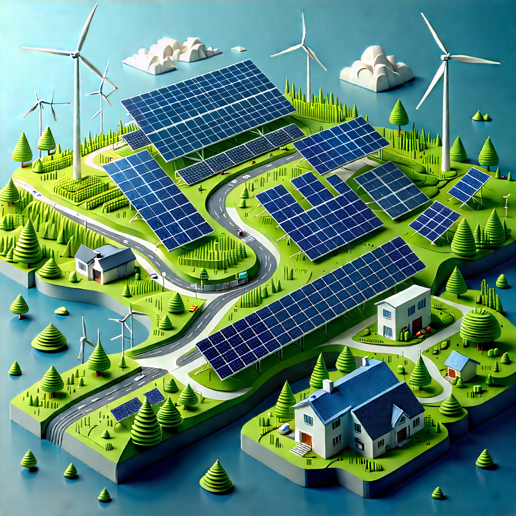 Innovative Renewable Energy (design:1.16) With Model Town