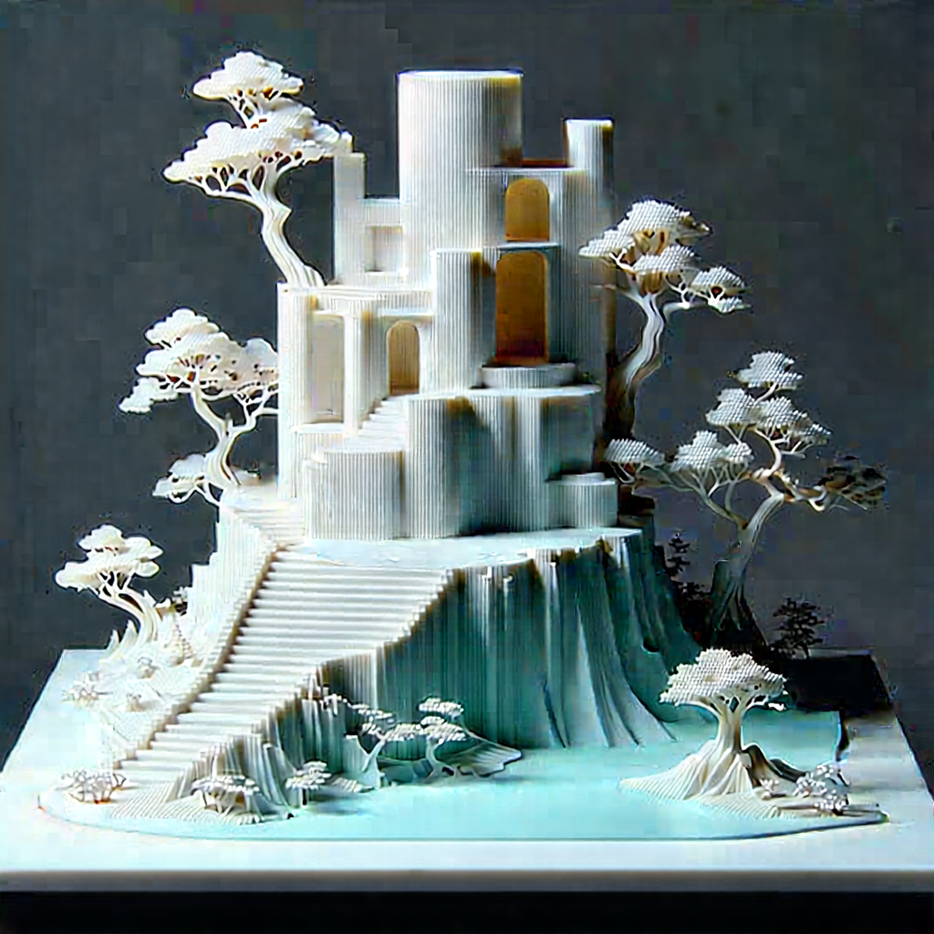 3d Printer With Laser Scanning With White Model