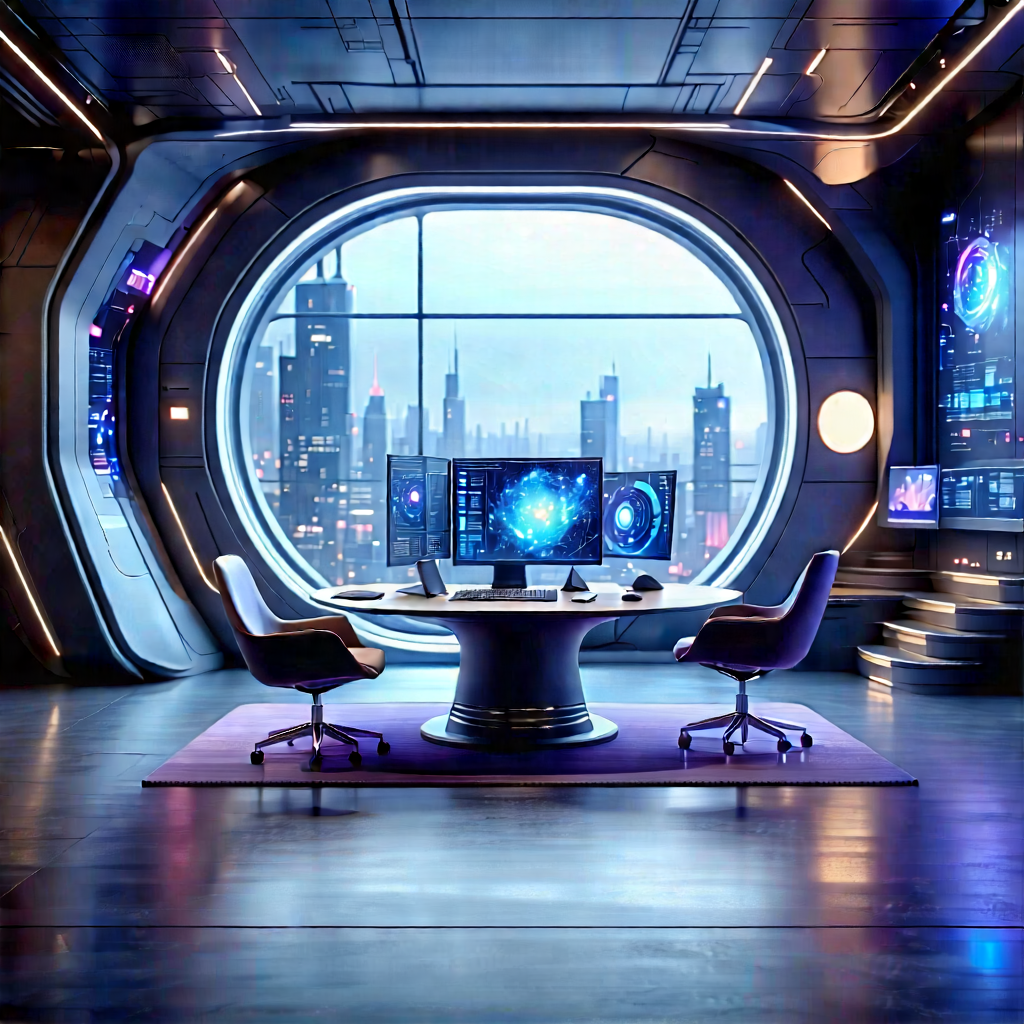 Futuristic Tech Startup Office With Image, There