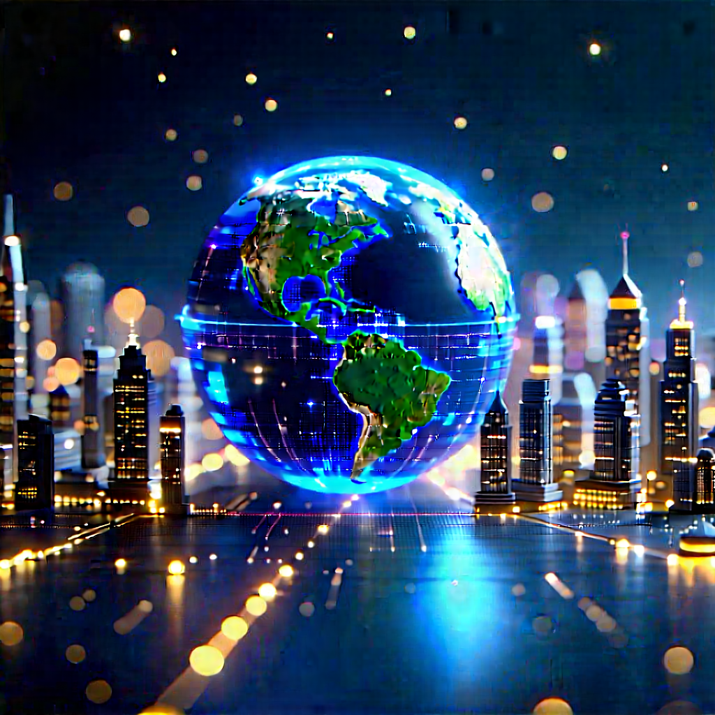 Digital Transformation Visualization With Large, Blue,
