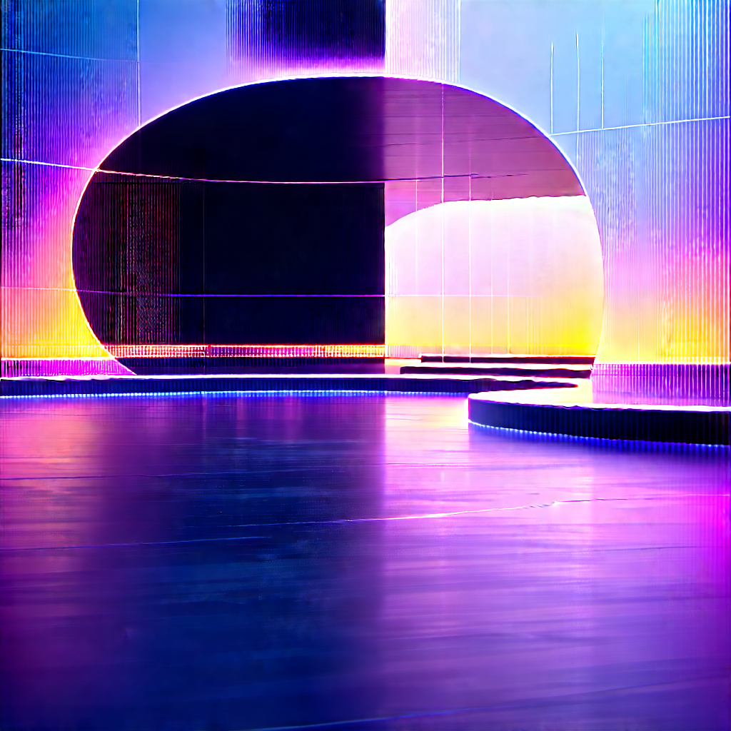 Futuristic Innovation Hub With Large, Purple-lit