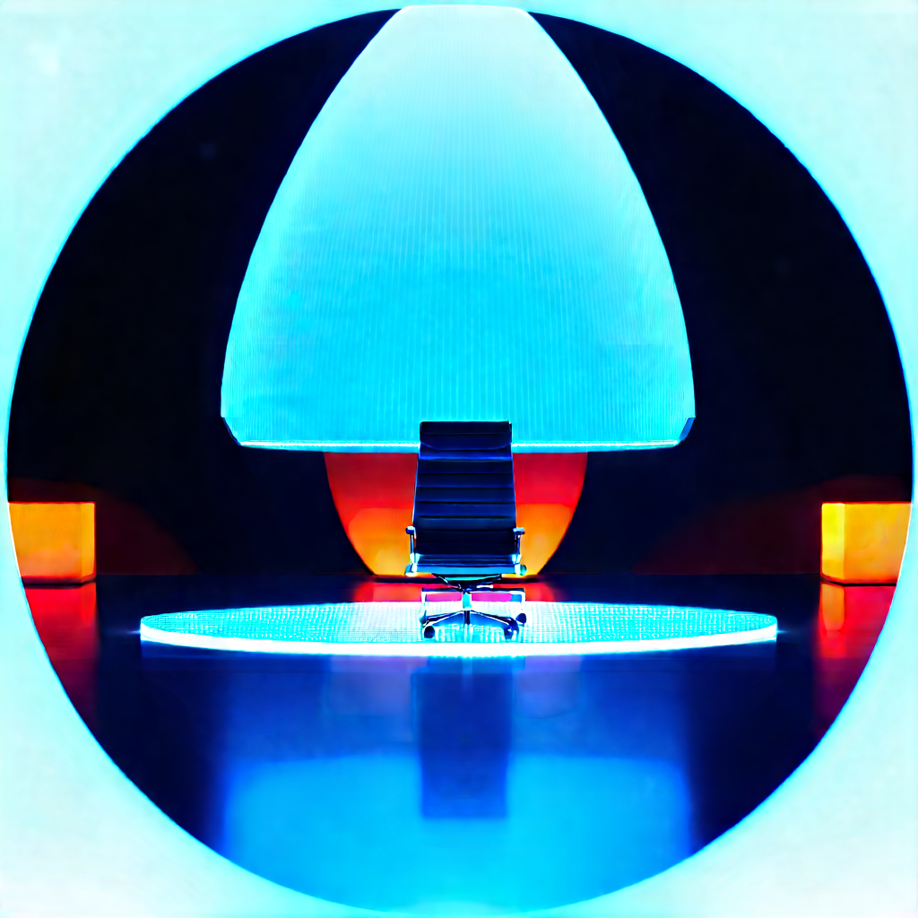 Futuristic Tech Startup Office With Blue Light