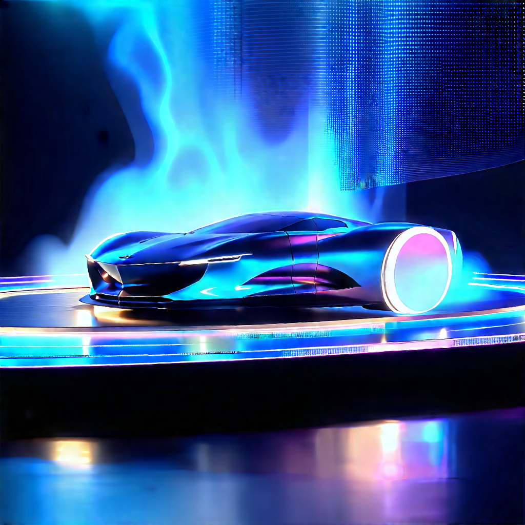 Automotive Technology In Design Studio With Futuristic Blue