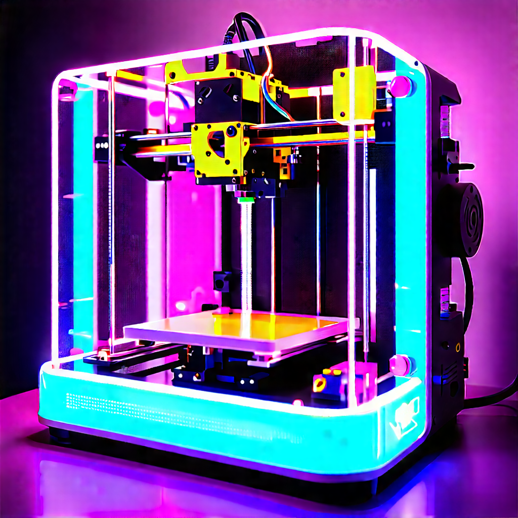 3d Printer With Neon Accents With Printer Shown