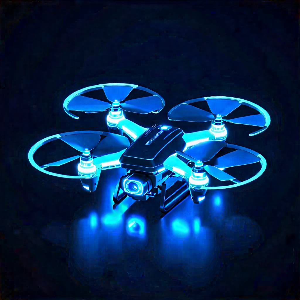 Drone With Glowing Screen With Small Blue