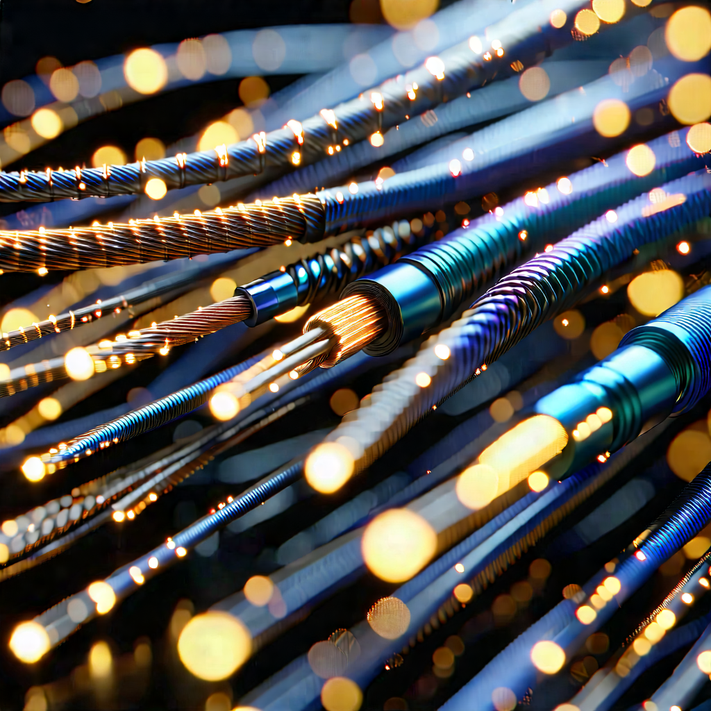 Close-up Of Fiber Optic Cables With Close-up Large