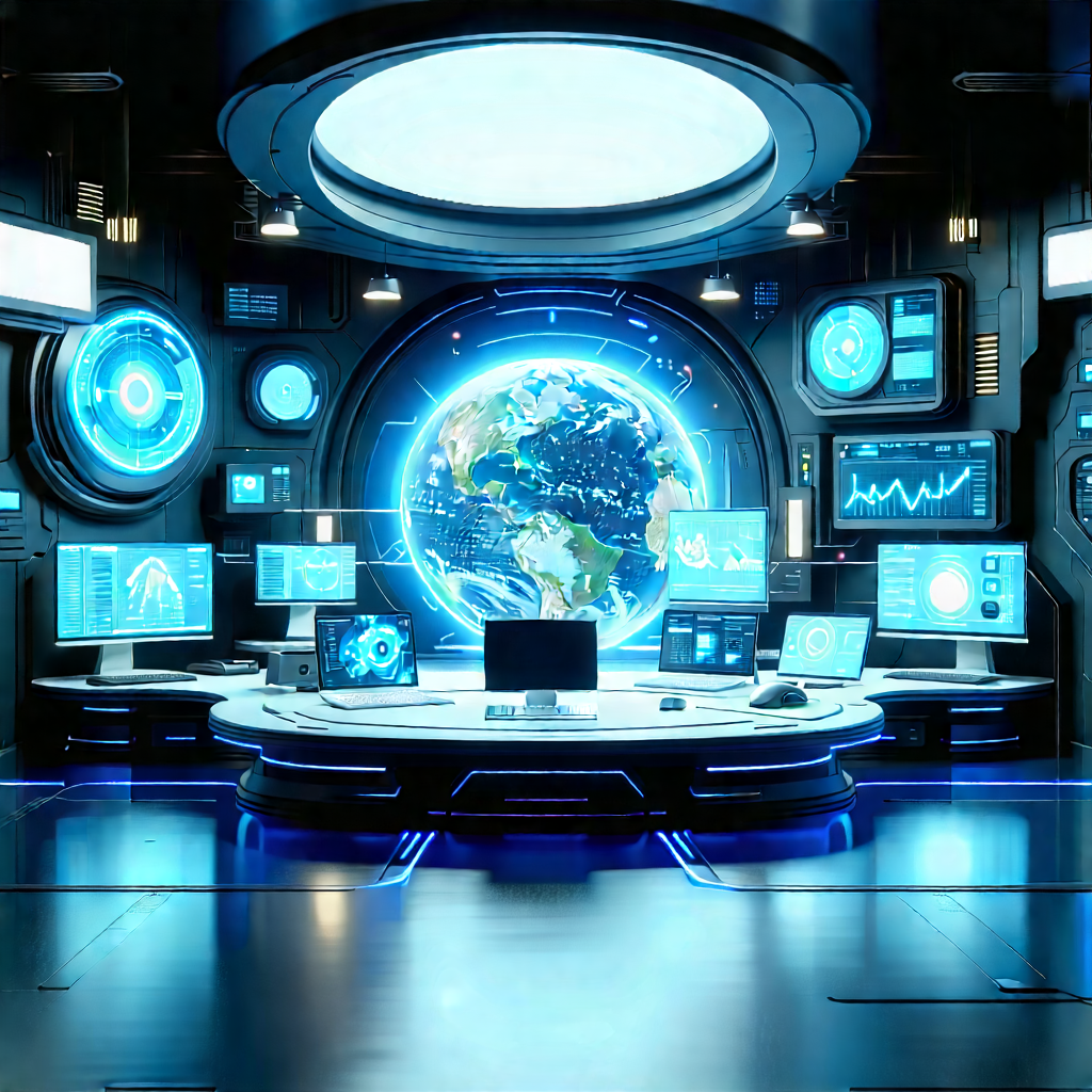 Futuristic digital workspace