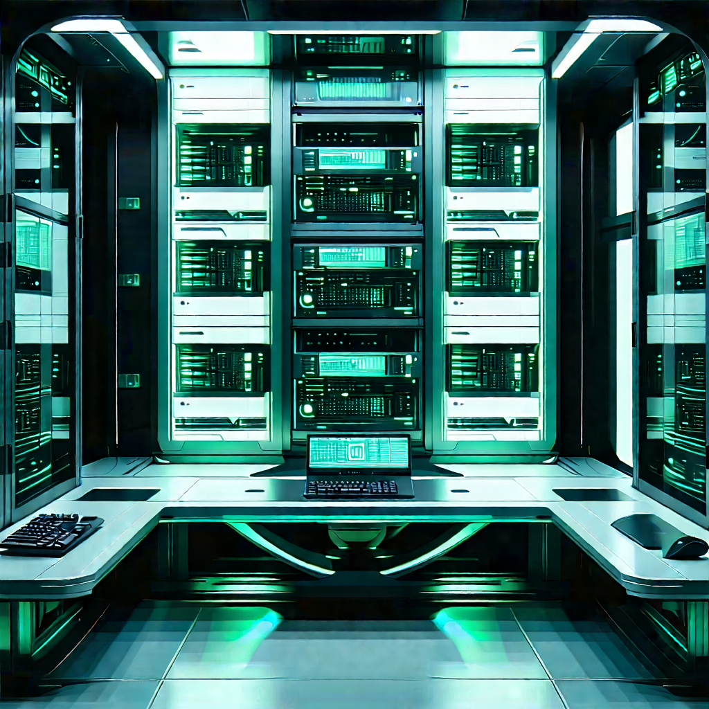 (futuristic:1.23) Server Room With Image, There