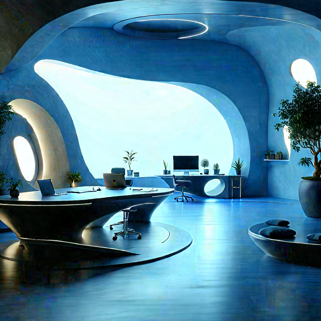 Futuristic tech startup office