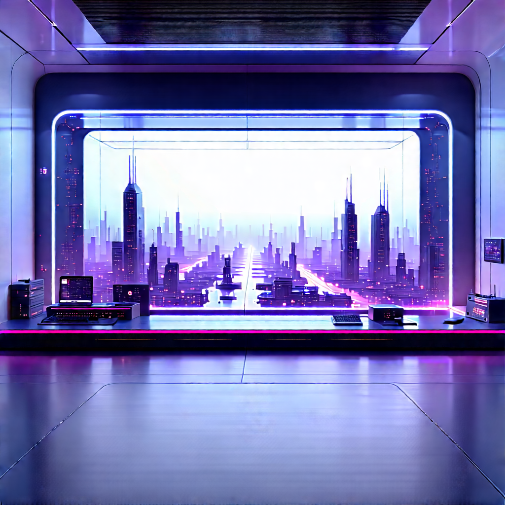 Futuristic Tech Startup Office With Large Cityscape