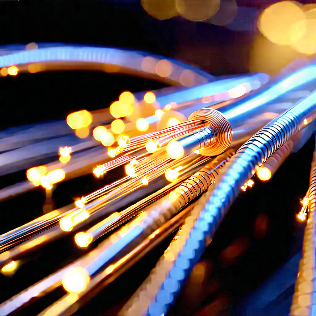 Close-up Of Fiber Optic Cables With Close-up Bunch