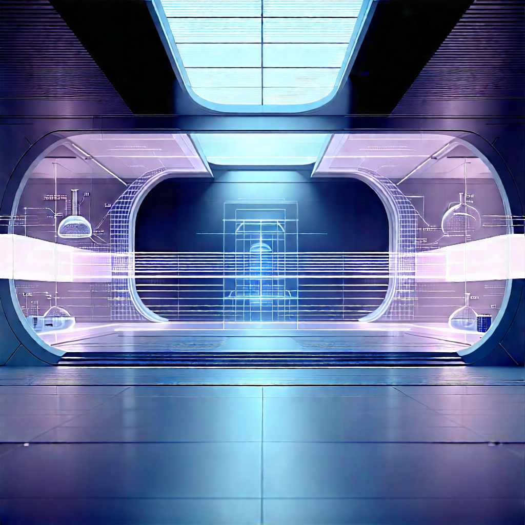 Futuristic Research Laboratory With Image, There