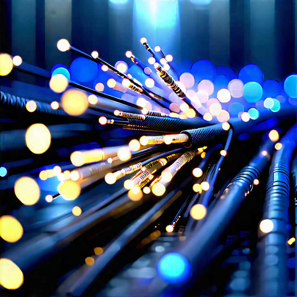 Close-up Of Fiber Optic Cables With Close-up Large