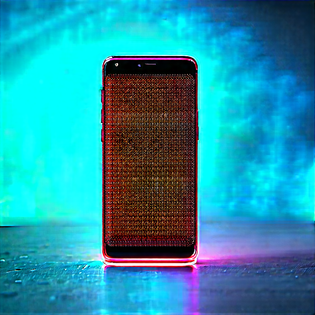 Smartphone With Glowing Screen With Cell Phone