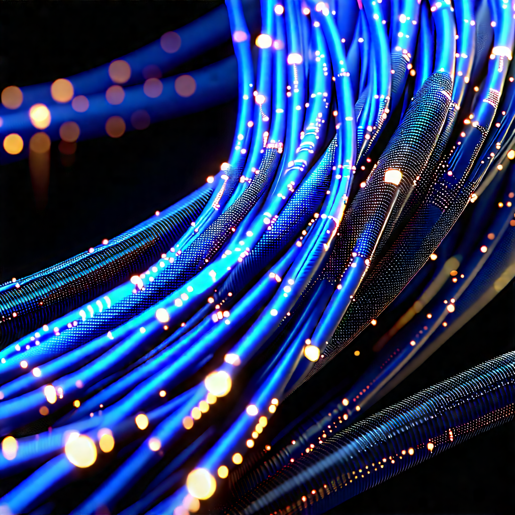 Close-up of fiber optic cables