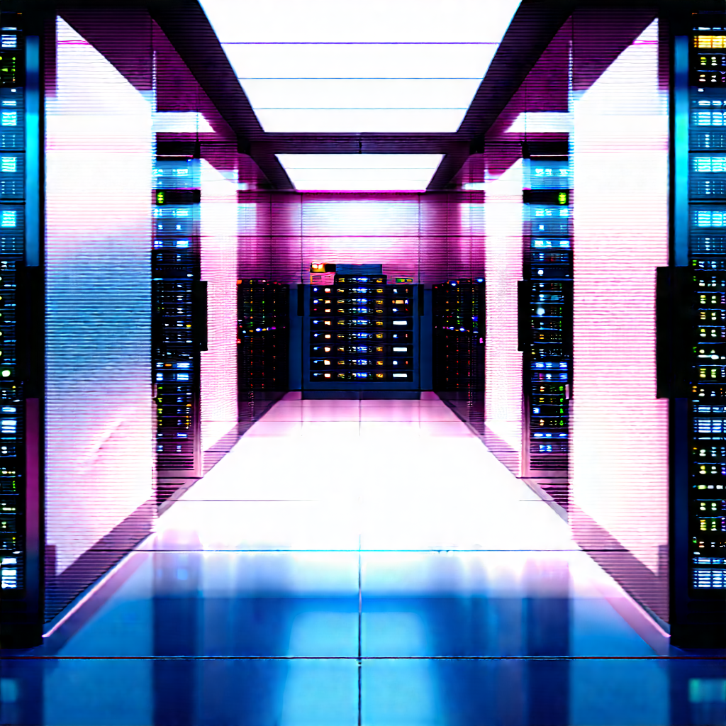 (futuristic:1.2) Server Room With Image, There