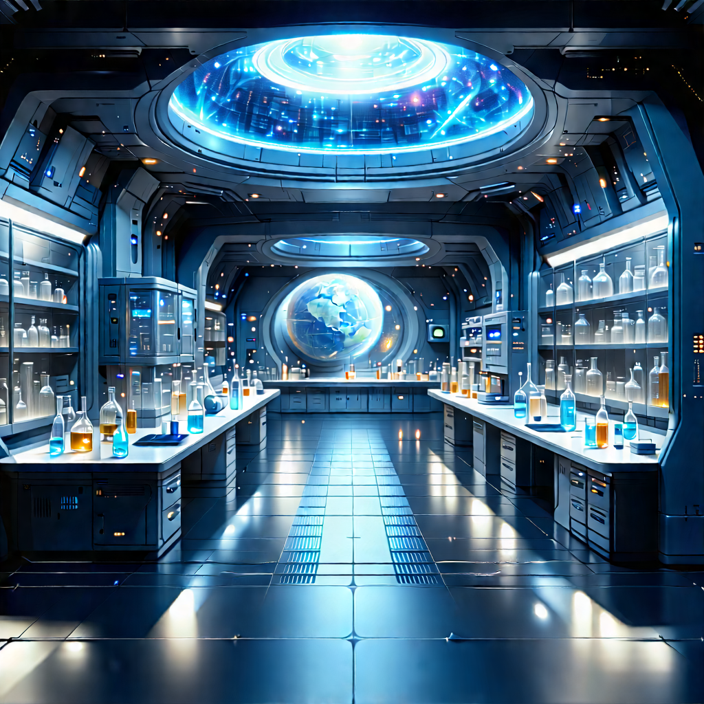 Futuristic Research Laboratory With Image, There
