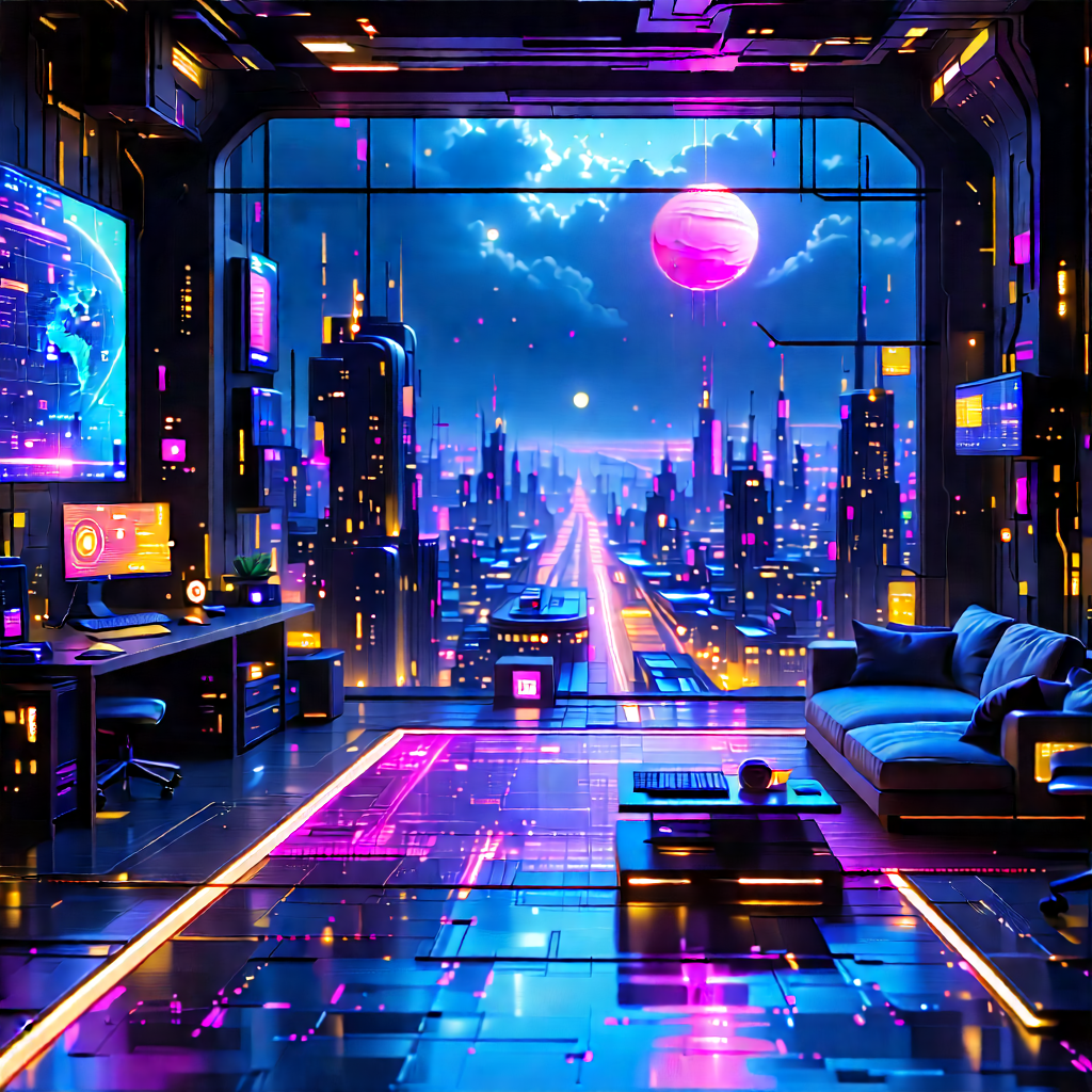 Futuristic tech startup office