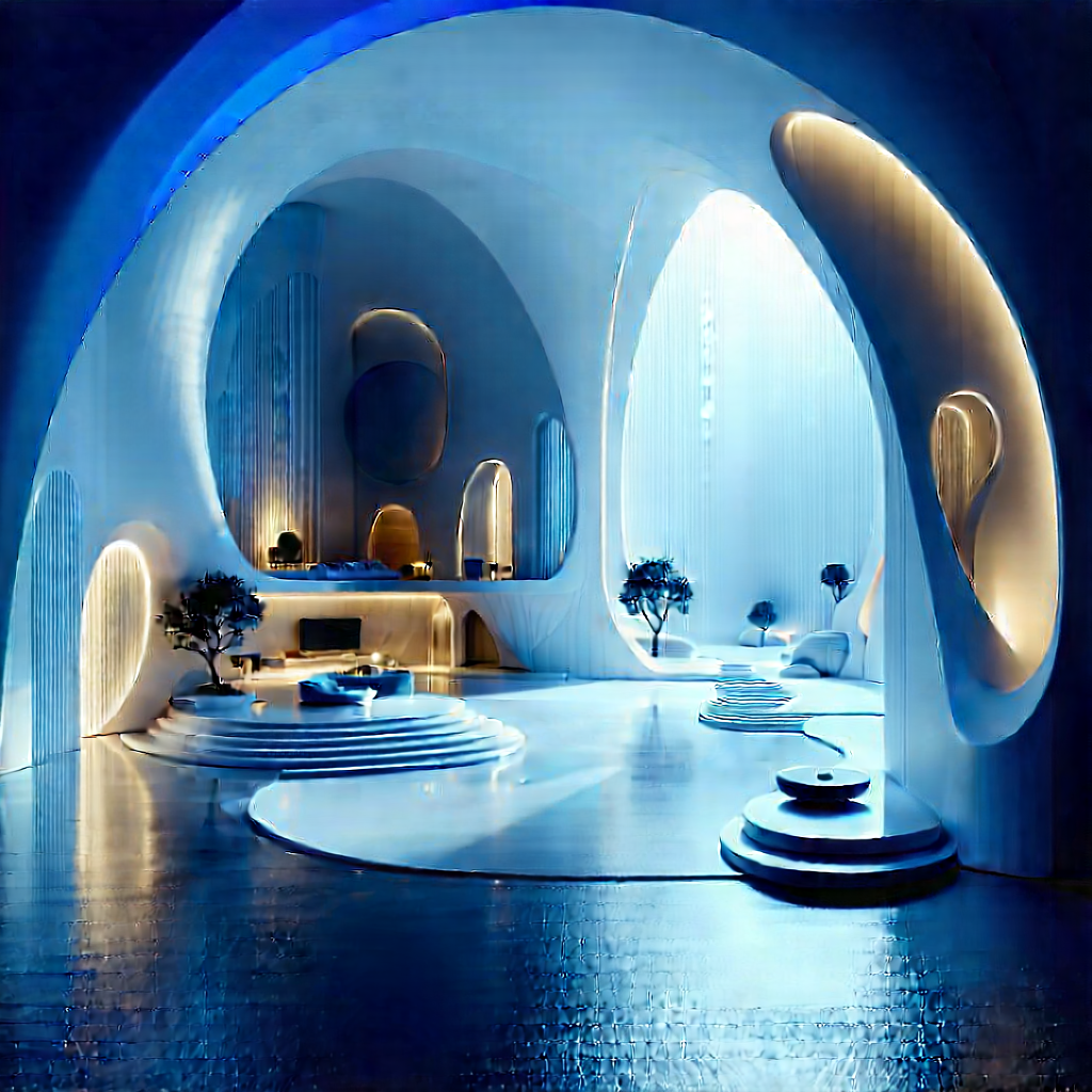 Futuristic Smart Home With Large, Open,